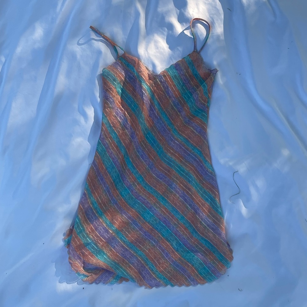 Vintage pastel striped slip dress